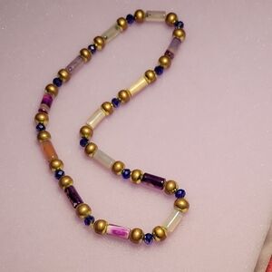 Vibrant Gold and Purple Beaded Necklace